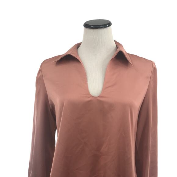 J. Crew Pink Collared Satin Back Crepe Popover Top - Picture 5 of 10